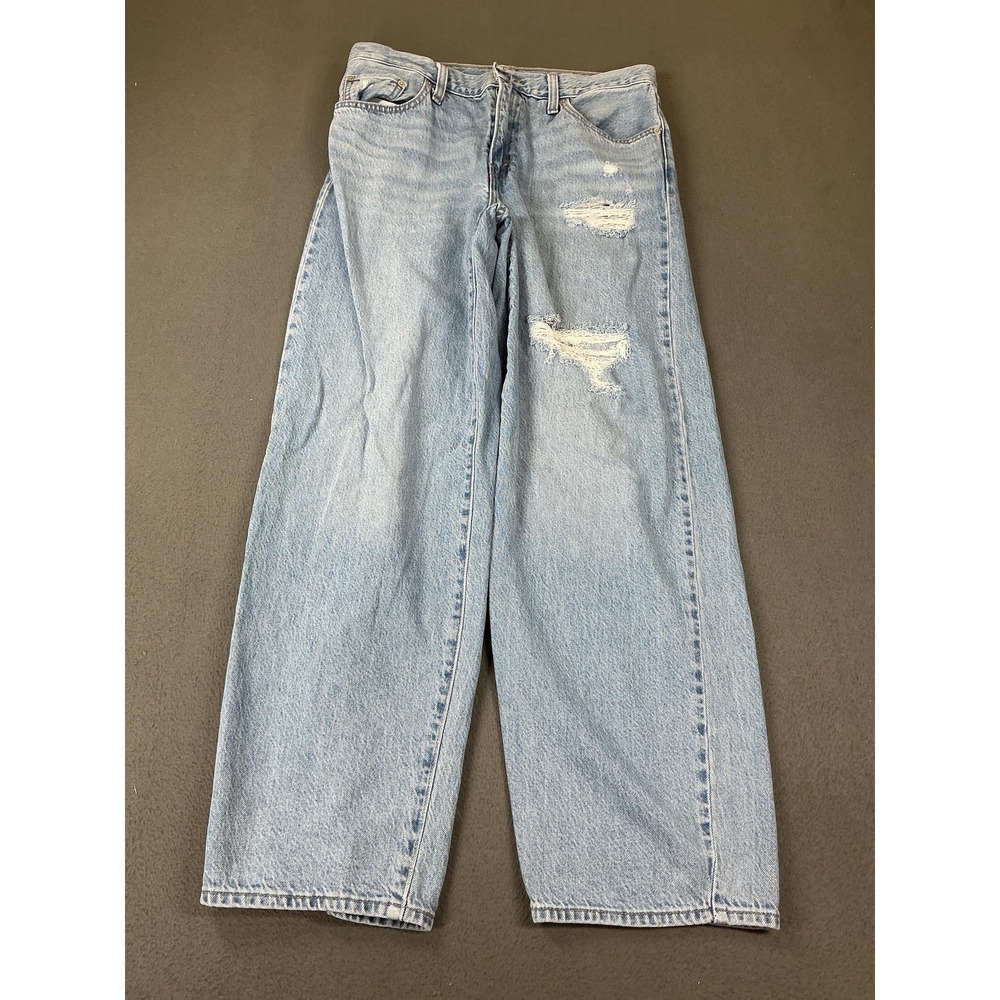 Levi's Baggy Dad Jeans Womens W28 L30 Light Wash High Rise Wide Leg Distressed